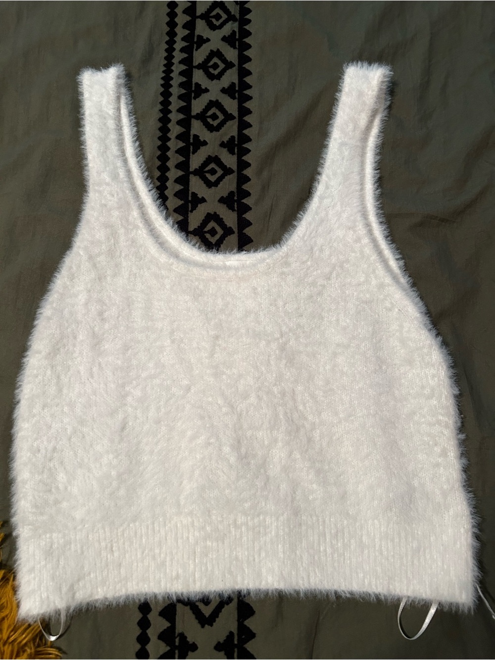 H&M Fuzzy Knit White Tank Top